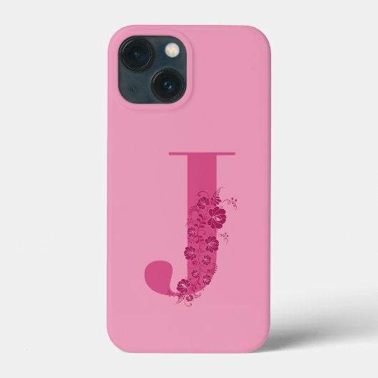 Monogram Floral Letter J iPhone Case (Achterkant)