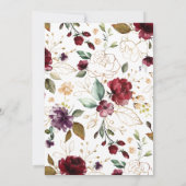 Monogram Floral Lijst in het Rode, Blush Wedding Kaart (Achterkant)