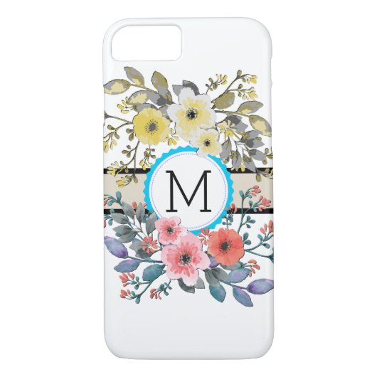 Monogram  Floral Modern Plain White #15 Case-Mate iPhone Case (Achterkant)