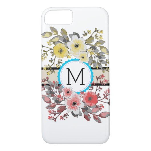 Monogram  Floral Modern Plain White #17 Case-Mate iPhone Case (Achterkant)