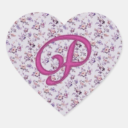 Monogram Floral P Hart Sticker (Voorkant)