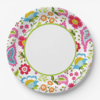 Monogram Floral Papieren Bordje