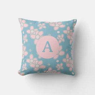 Monogram Floral Pastel Retro Kussen