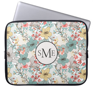 Monogram Floral Patroon in Japanse stijl Laptop Sleeve
