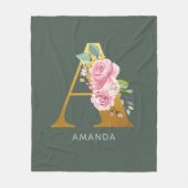 Monogram Floral Personalized Botanical Letter A Fleece Deken (Voorkant)