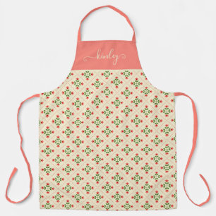 Monogram   Floral Pink & Green Quilt Folk Art Schort