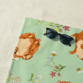 Monogram Floral Pomeranian Pattern Green Strandlaken (In situ)