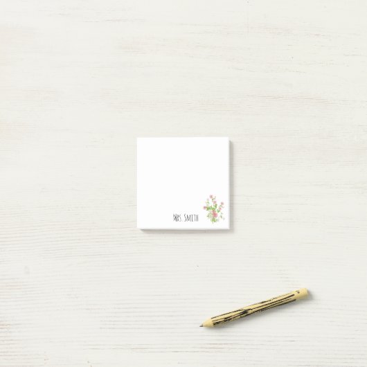 monogram Floral Post-it® Notes (Op bureau)