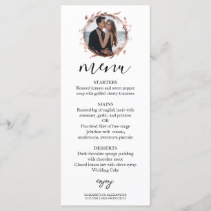 Monogram Floral Rose Gold Foil Mariage photo Menu