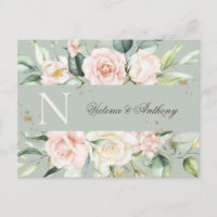 Monogram Floral roze Waterverf sparen de Datum