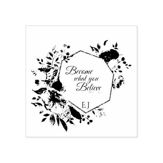 Monogram Floral Scripting Rubberstempel (Afrduk)