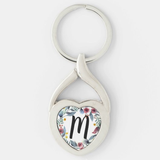 Monogram Floral Sleutelhanger (Voorkant)