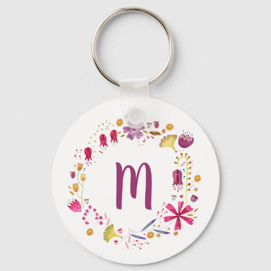 Monogram Floral Sleutelhanger (Voorkant)