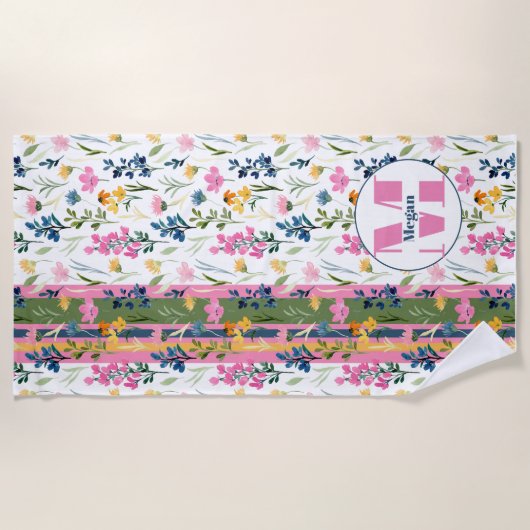 Monogram floral strandlaken (Voorkant)