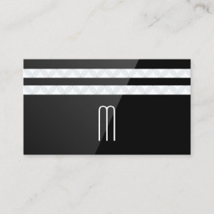 Monogram Floral Stripes Zwart gloss Visitekaartje