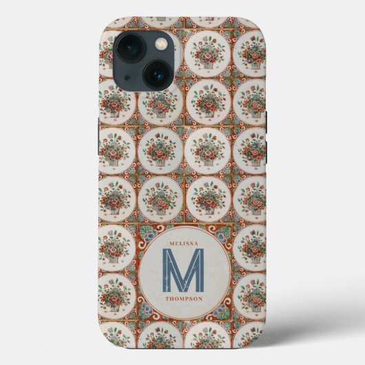  monogram Floral Terracotta Tiles Case-Mate iPhone Case (Achterkant)