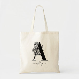 Monogram Floral Tote Bag