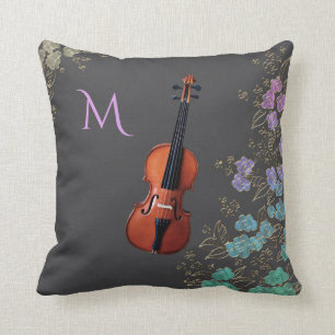Monogram Floral Violin Design Kussen