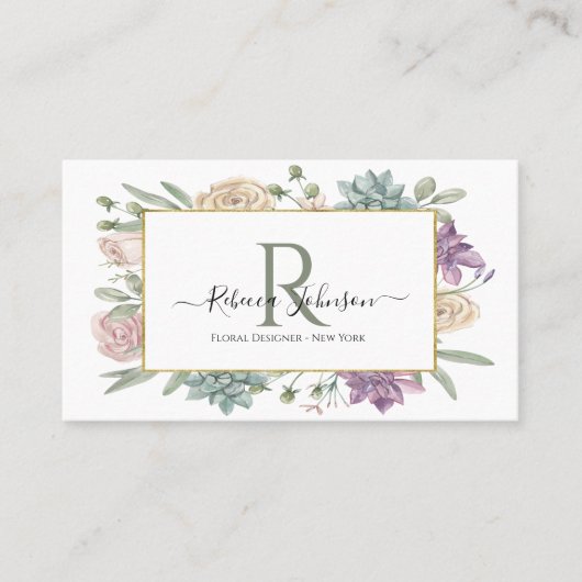 Monogram Floral Visitekaartje (Voorkant)