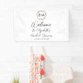 Monogram Floral Vrijgezellenfeest Welkomstgebanner Spandoek (Insitu)
