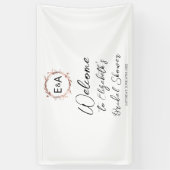 Monogram Floral Vrijgezellenfeest Welkomstgebanner Spandoek (Verticaal)