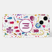 Monogram Floral Waterverf Case-Mate iPhone Case (Achterkant (horizontaal))