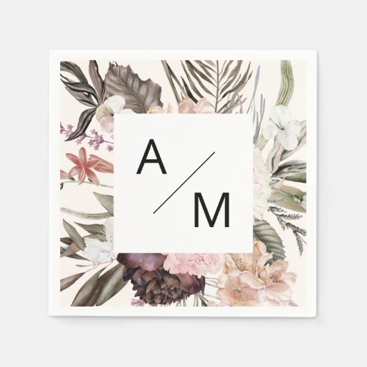 Monogram Floral Wedding  Servet (Voorkant)