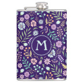 Monogram Floral Whimsical Boho Pattern Flask Heupfles (Voorkant)