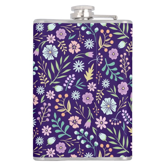 Monogram Floral Whimsical Boho Pattern Flask Heupfles (Achterkant)