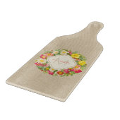 Monogram  Floral Wreath Linen Cutting Board Snijplank (Hoek)