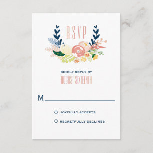 Monogram Floral Wreath   RSVP-kaart RSVP Kaartje