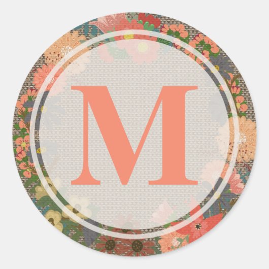 Monogram, Floral Wreator Sticker (Voorkant)