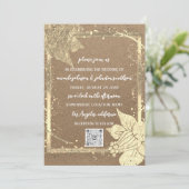 Monogram Florals Foto Gold Lijst QR Code Kraft Kaart (Staand voorkant)
