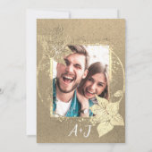 Monogram Florals Foto Gold Lijst QR Code Kraft Kaart (Achterkant)