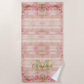 Monogram florroze houtfamilie uit het bijtende lan strandlaken (Voorkant)