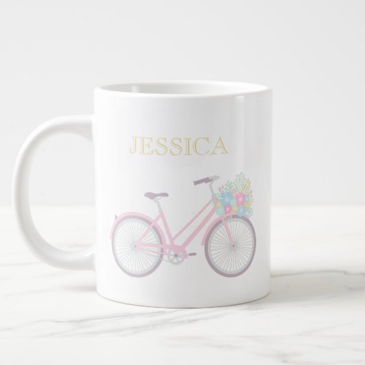 Monogram Flower Bicycle Cute Pastel Jumbo Mok (Links)