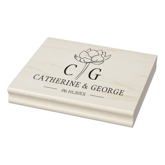 Monogram Flower Custom Weddenschap Bag Rubberstempel (Stempel)