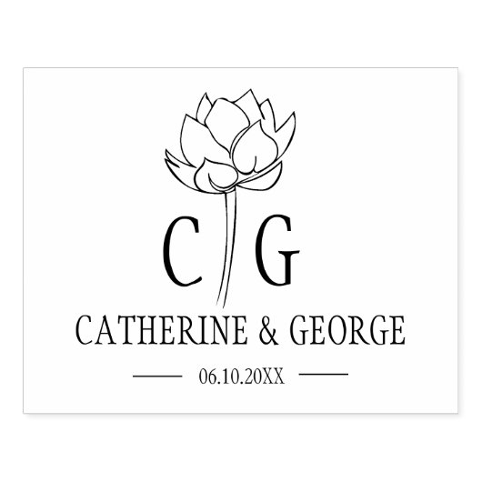 Monogram Flower Custom Weddenschap Bag Rubberstempel (Afrduk)
