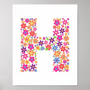 Monogram Flowers Floral Letter H Poster