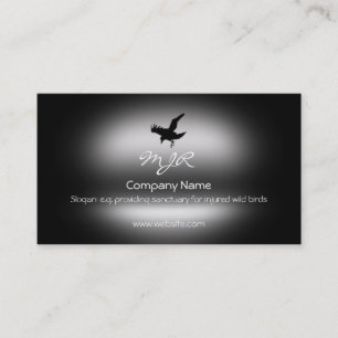 Monogram, Flying Raven Bird, metallic effect Visitekaartje