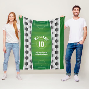 Monogram Football Voetbal Sport Groen Fleece Deken