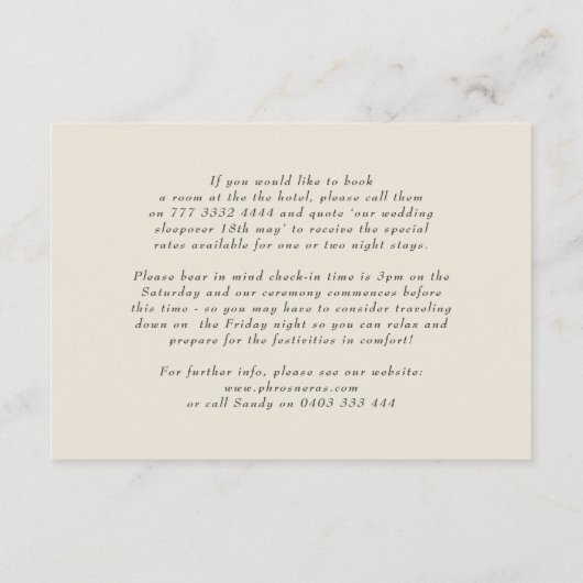 Monogram Formal Floral Crest Wedding Info Informatiekaartje (Achterkant)