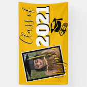 Monogram & Foto Afstuderen Aangepast kleurengoud Spandoek (Verticaal)