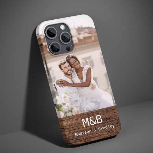 Monogram Foto Couple Wood Persoonlijke naam Case-Mate iPhone Case