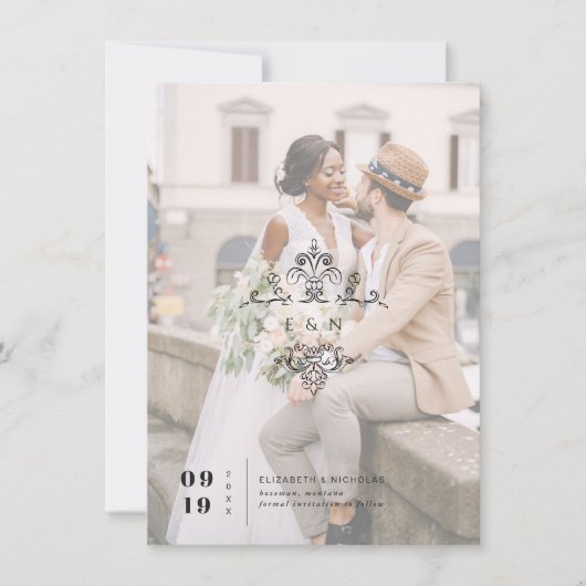  monogram | Foto De datum opslaan Save The Date (Voorkant)