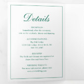 Monogram Foto Formal Emerald Green Wedding Drieluik Uitnodiging (Binnenzijde eerst)