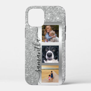 Monogram Foto Glitter Roos Gold Handgeschreven iPhone 12 Mini Hoesje