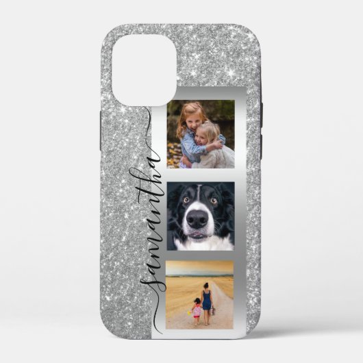 Monogram Foto Glitter Roos Gold Handgeschreven Case-Mate iPhone Case (Achterkant)