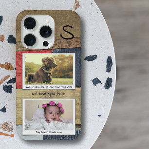 Monogram Foto Houten Korrel iPhone 15 Pro Hoesje