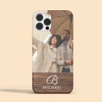 Monogram Foto Houtstructuur Houten Gepersonaliseer